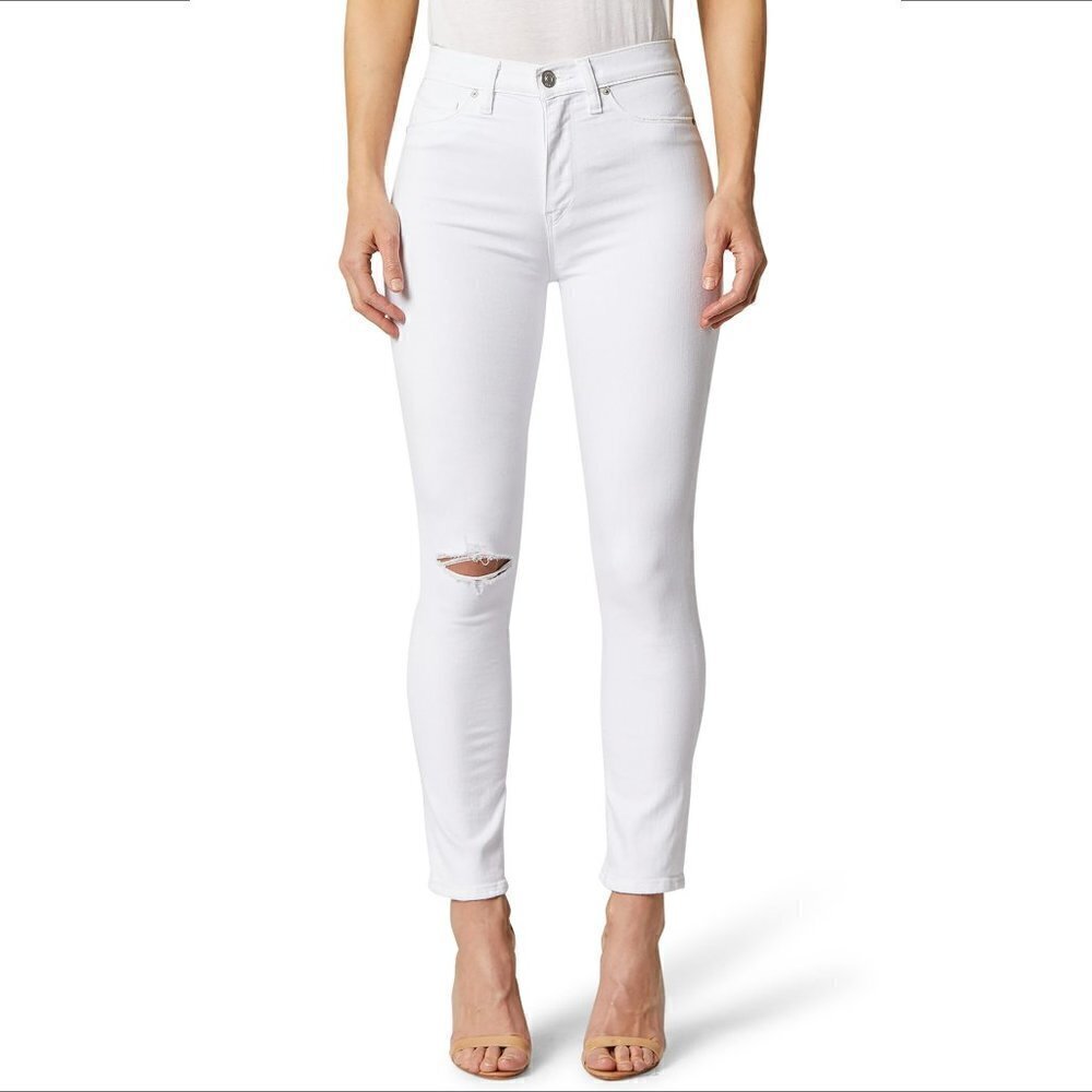 Hudson Jeans Holly skinny high rise cropped white women slit knee denim new 31